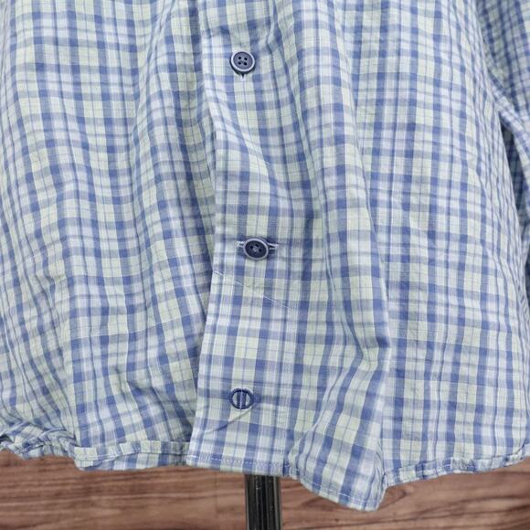 David Donahue Shirt Mens 2XL Blue Green Check Plaid Button Down Long Sleeve - Picture 4 of 10